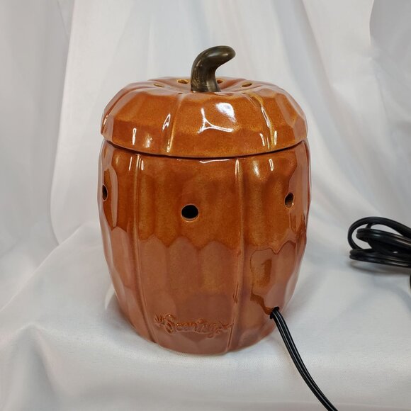 Scentsy Pumpkin Electric Wax Warmer Ceramic Autumn Fall Home Decor Retired - Picture 2 of 13